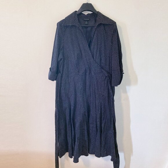 Lane Bryant Wrap Around Dress Size 22 Black White Polka Dot Flattering V Neck - Picture 1 of 8